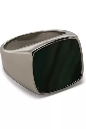 Nialaya Men Rings - Silver-plated jade ring
