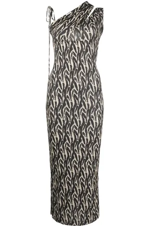 Nanushka Printed one-shoulder midi dress