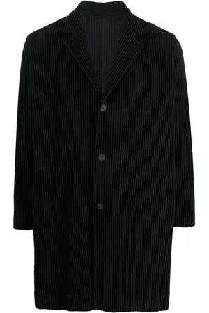 Issey Miyake Plissé single-breasted coat
