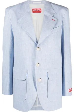 Kenzo Logo-patch buttoned linen blazer
