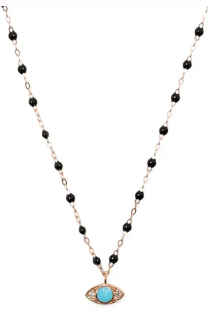 GIGI CLOZEAU 18kt rose gold Eye Sparkle turquoise and diamond necklace