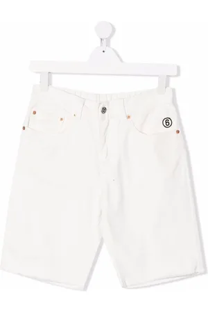Maison Margiela TEEN embroidered-logo denim shorts