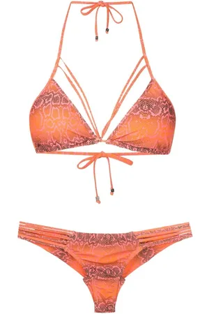 AMIR SLAMA Snakeskin-print cut-out bikini