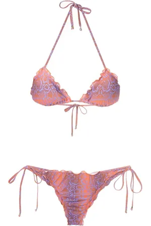 AMIR SLAMA Snakeskin-print triangle bikini