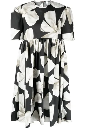 VIVETTA Bow-print cotton flared dress