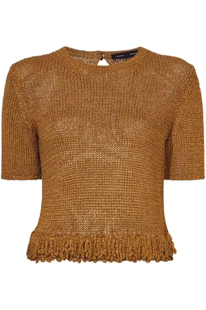 Proenza Schouler Women Crochet Tops - Ribbon crochet fringe top