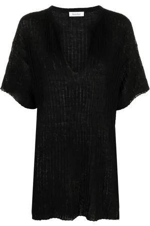 Rodebjer Split-neck fine-ribbed top