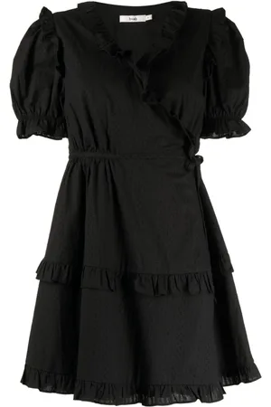 B+AB Embroidered ruffled wrap dress
