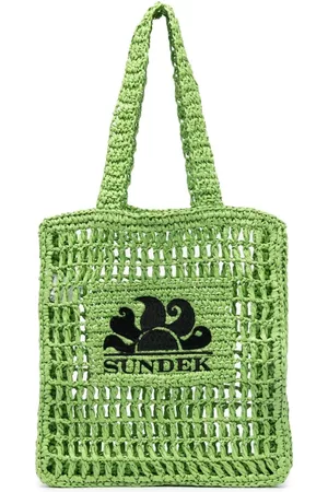 Sundek Women Handbags - Logo-embroidered paper-straw shoulder bag