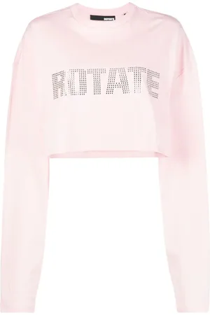ROTATE Sequin-embellished logo crop top