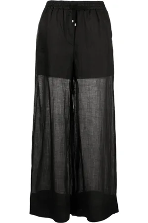 LORENA ANTONIAZZI Semi-sheer ramie palazzo trousers