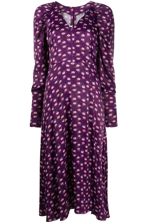 ROTATE Pansy print midi dress