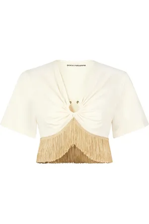 Paco rabanne Fringed-trimmed cropped T-shirt