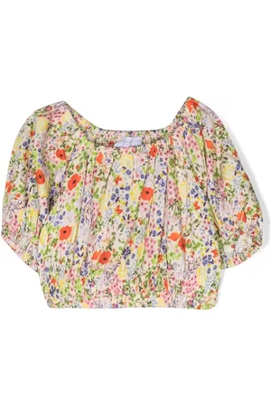 PAADE Girls Shirts - Floral-print gathered-detail blouse
