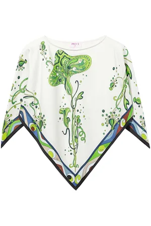 Puccini Asymmetric graphic-print silk blouse