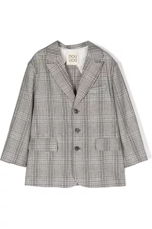 DOUUOD KIDS Girls Blazers - Long-sleeve check-pattern blazer