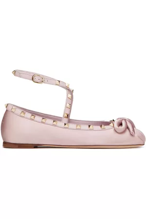 VALENTINO GARAVANI Women Ballerinas - Rockstud satin ballerina shoes