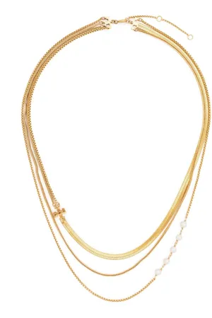 Tory Burch Logo-plaque multi-chain necklace