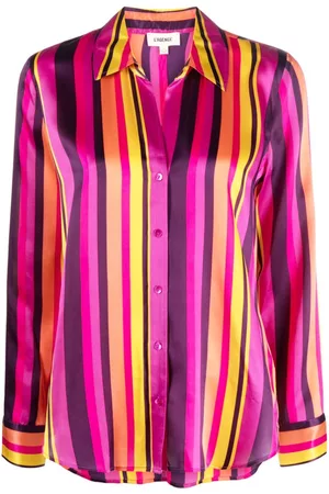 L'Agence Women Long Sleeve - Striped long-sleeve silk shirt