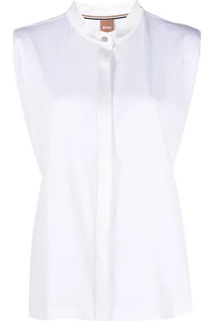 HUGO BOSS Women Tank Tops - Sleeveless silk-blend blouse