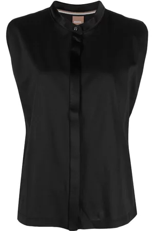 HUGO BOSS Women Tank Tops - Sleeveless silk-blend blouse