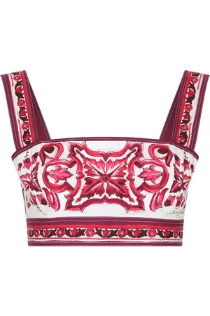 Dolce & Gabbana Majolica-print cotton crop top