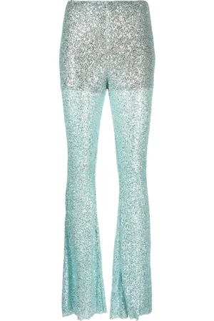 Self-Portrait Sequin-embellished mesh trousers