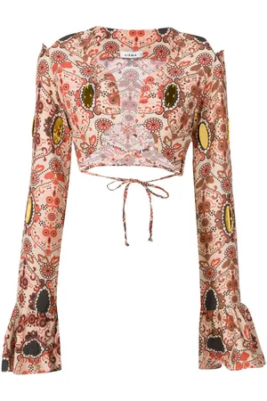 AMIR SLAMA Floral-print flared-cuff blouse
