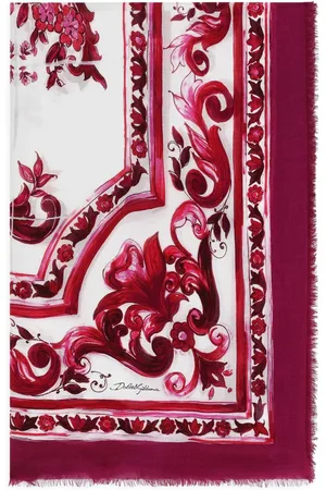 Dolce & Gabbana Majolica-print frayed scarf