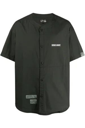 Izzue Logo-print collarless cotton shirt