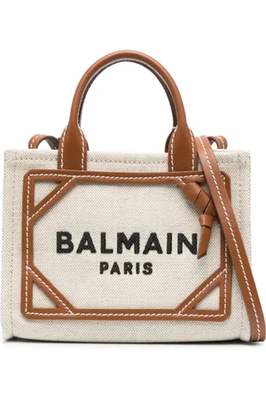Balmain logo-plaque satchel bag - White