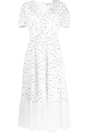 Self-Portrait Lace-trim polka-dot midi dress