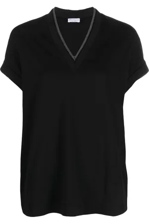 Brunello Cucinelli Monili-trim V-neck T-shirt