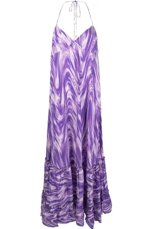 ROTATE Wave-print halterneck maxi dress