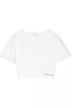 Angels Face Girls Shirts - Bow-detailing puff-sleeves blouse