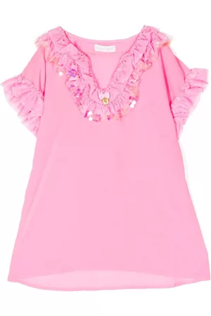 Angels Face Girls Shirts - Ruffled sequin-embellished blouse