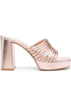 Gianvito Rossi Lena 100mm metallic-effect mules