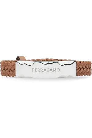 Salvatore Ferragamo Logo-engraved leather bracelet