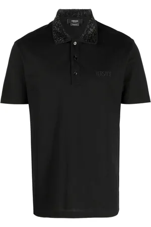 VERSACE Barocco Silhouette embellished polo shirt