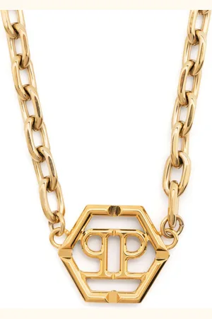 Philipp Plein Hexagon logo-plaque necklace