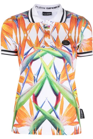 Philipp Plein Floral-print cotton polo top