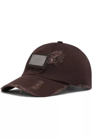 Dolce & Gabbana Men Varsity Caps - Logo-plaque ripped baseball cap