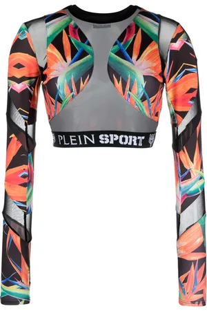 Philipp Plein Botanical-print long-sleeve compression top