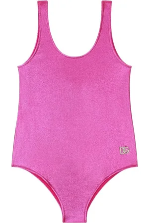 Dolce & Gabbana Logo-plaque metallic-finish swimsuit