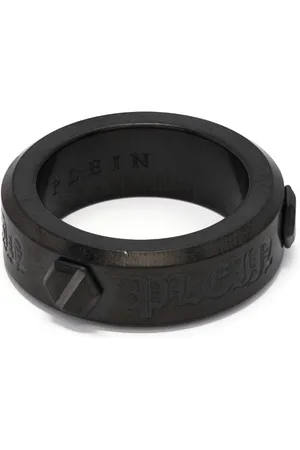 Philipp Plein Hexagon engraved-logo ring
