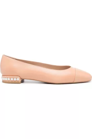 Stuart Weitzman Women Ballerinas - Pearl-detail leather ballerina shoes