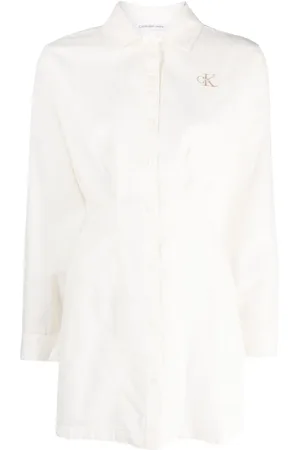 Calvin Klein Logo-embroidered cotton shirt dress