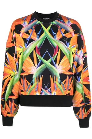 Philipp Plein Floral-print long-sleeved cropped sweatshirt
