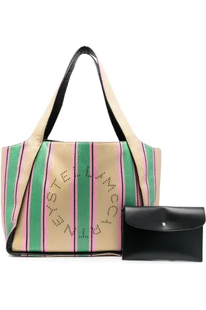 Stella McCartney Logo striped woven tote bag