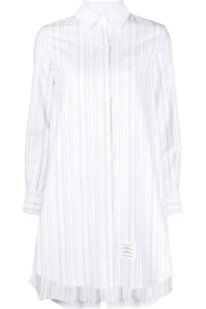 Thom Browne Striped pleat-detail shirtdress